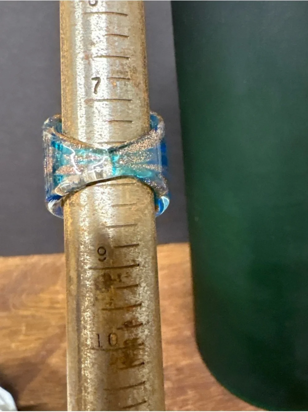 Handcrafted Blue and Gold Statement Glass Ring - Women Jewelry